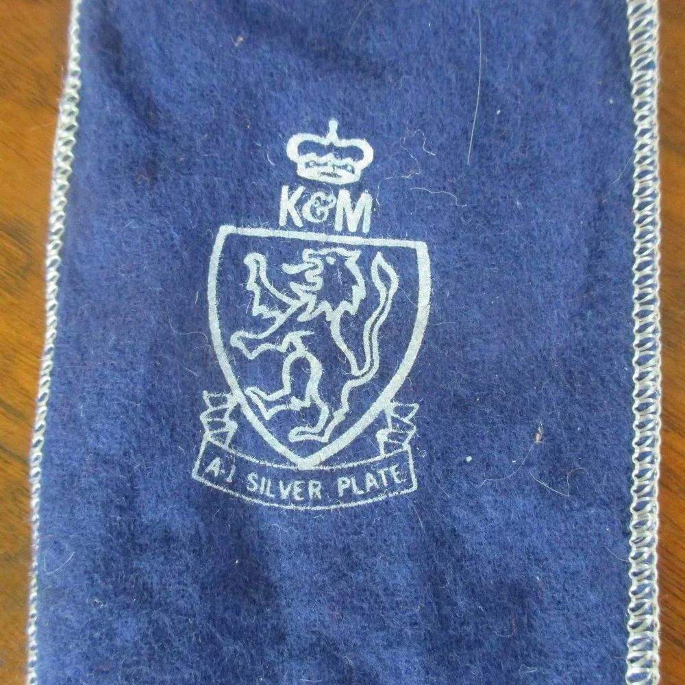 SG Hallmarked England Vintage Silverplate Serving Spoon with blue K&M sleeve